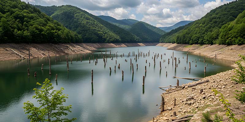 Variability in the flow regime in hydroelectric plants