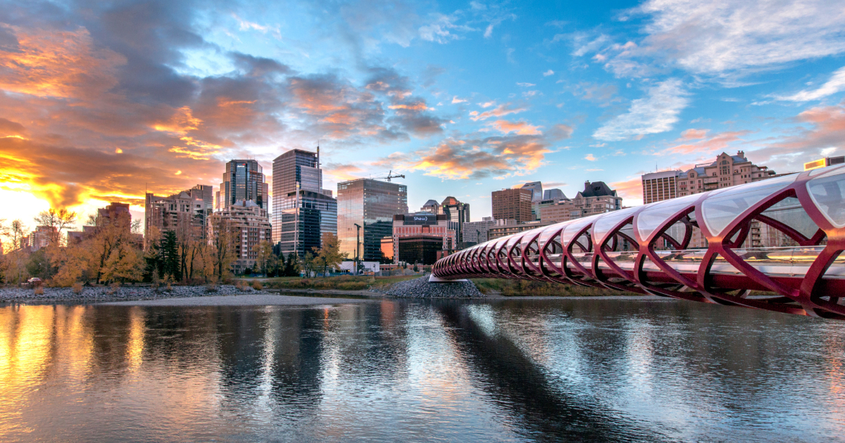 Peace Bridge Sunset Calgary Alberta Canada