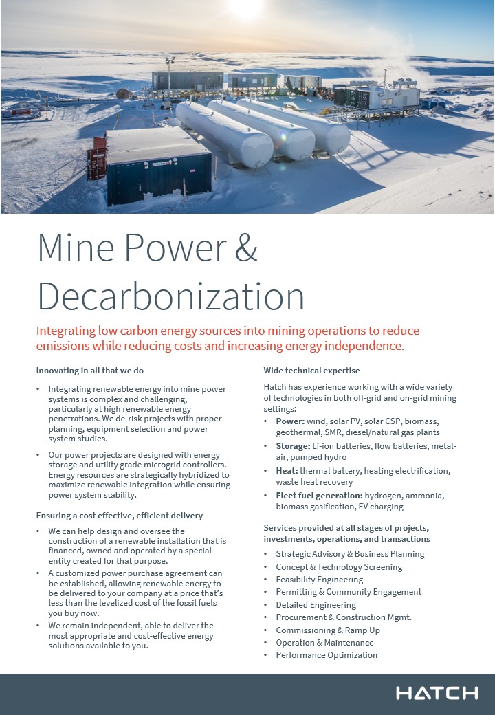Mine Power & Decarbonization brochure, page 1