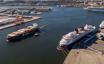 Cruise and cargo at Port Saint John in New Brunswick, Canada.