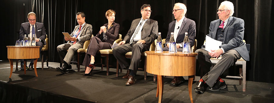 Hatch’s panel discussion included, from left to right, Markus Rebmann (moderator), Luis Rivera, Chelsie Klassen, Rafael Dávila, David de Launay, and Dirk Van Zyl.