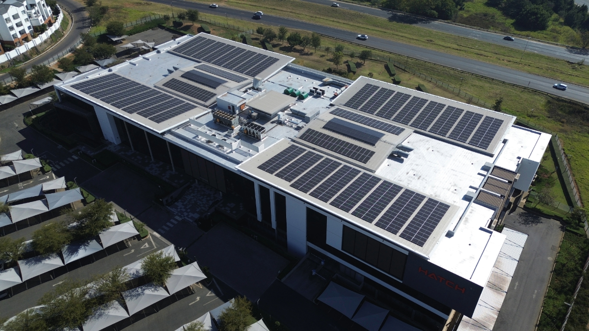 Solar panels installed on Hatch’s Johannesburg office building