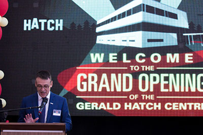 Hatch CEO John Bianchini delivers speech about the importance of experimental learning in engineering education.