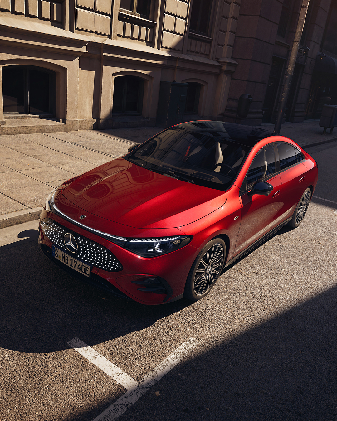 Teaser of the new Merceded-Benz CLA coupe in red