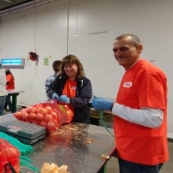 Food prep at Gleaners Food Bank 