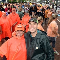 Thumbnail HAP CEO and President Terri Kline and Crim Race Director Andy Younger pose before the start of the Crim 5K Walk