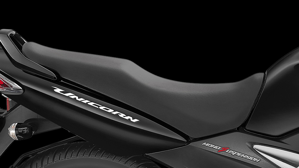 Honda Unicorn – Long and Comfortable Seat — Stay comfortable while riding.