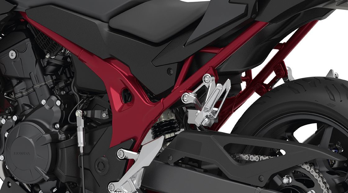 Honda CB750 Hornet – Pro-Link Rear Suspension — Monoshock with linkage.