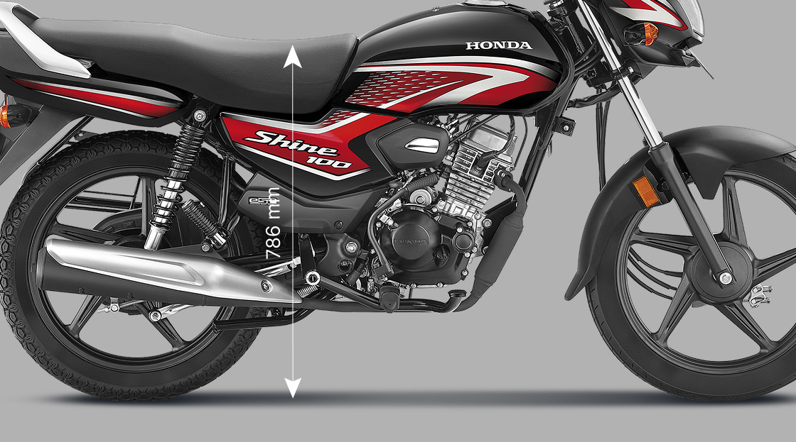 Honda Shine 100 – Easy Ground Touch and Optimum Seat Height — Ensures comfortable riding.