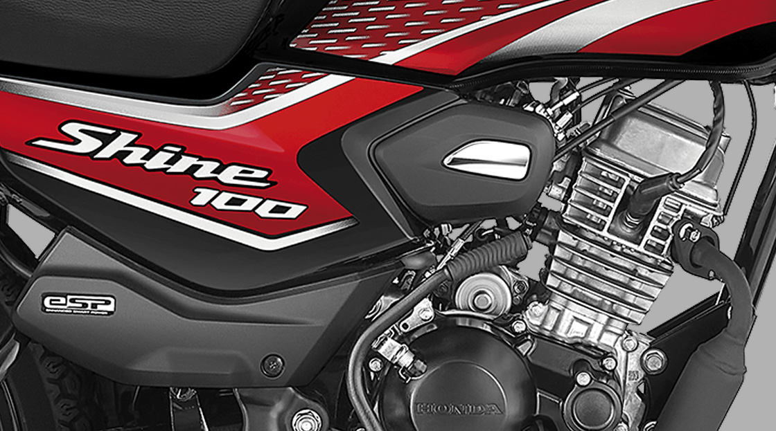 Honda Shine 100 – 100 cc BS-VI OBD2B Compliant Engine — Consistent power and more mileage.