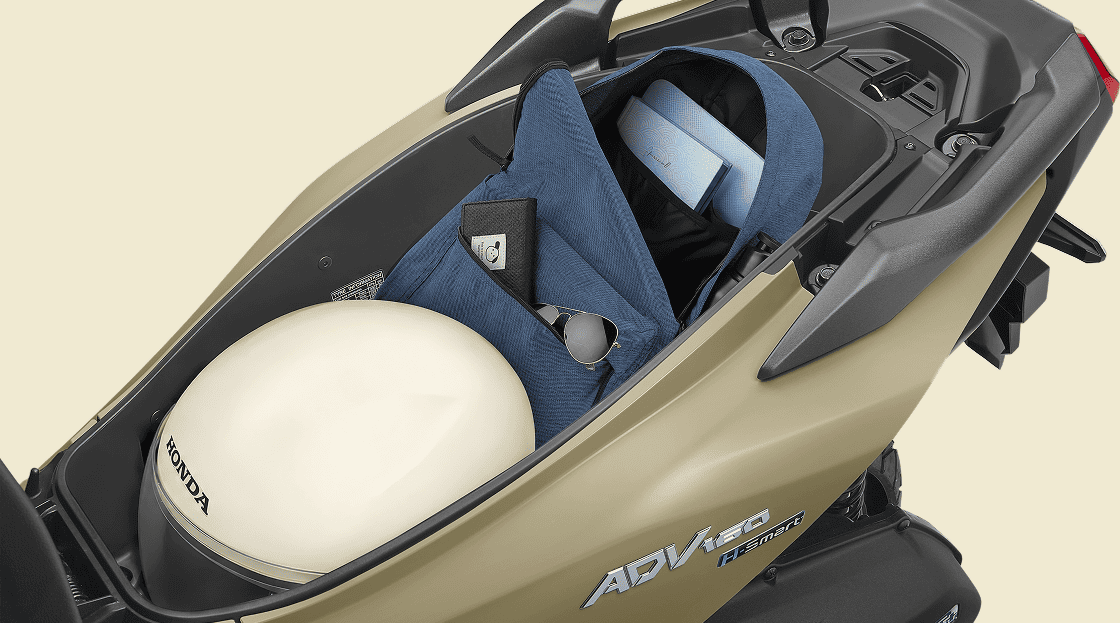 Honda ADV 160 – Largest Underseat Storage in Segment — Generous 27 L underseat storage accommodates everyday essentials
