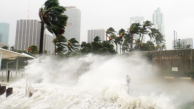 Large waves crashing on concrete