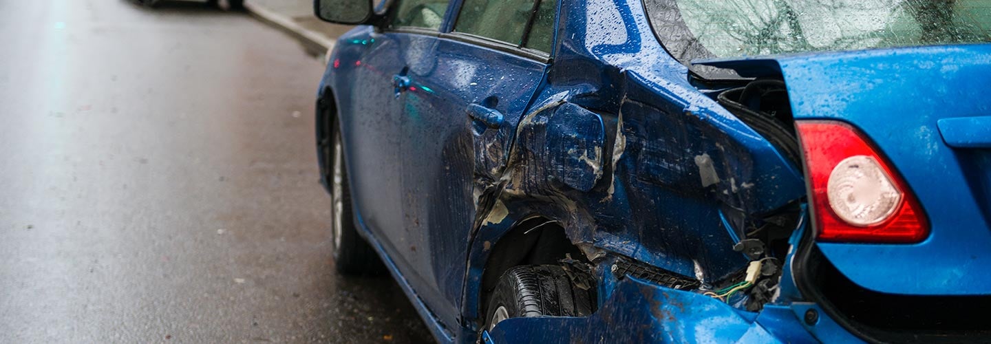 Damaged back end of car