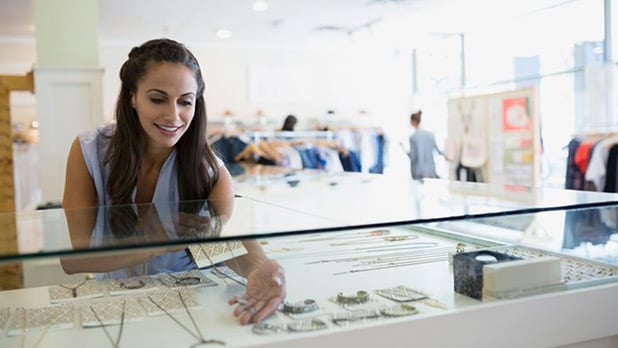 Person shopping in a jewelry store