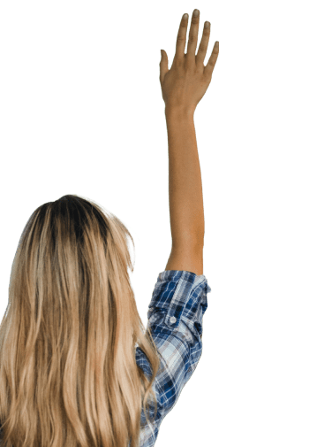 woman raising hand