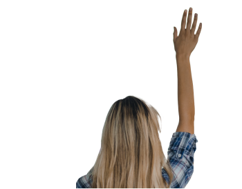 woman raising hand