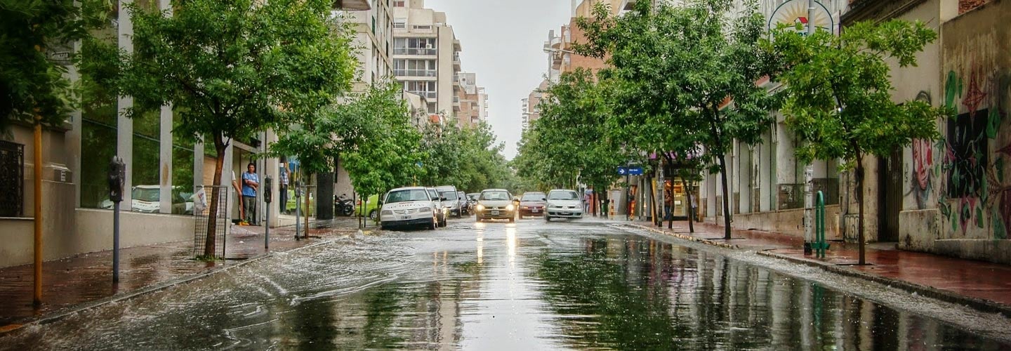 Flooding in city street