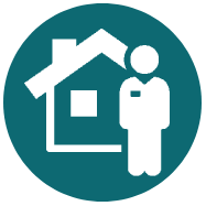 Icon of a clinic with a doctor standing in front