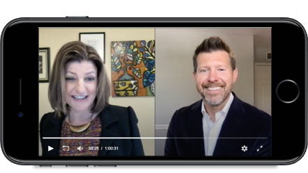 Clar Rosso and Casey Marks in the Inside ISC2 webinar, as shown on a mobile device