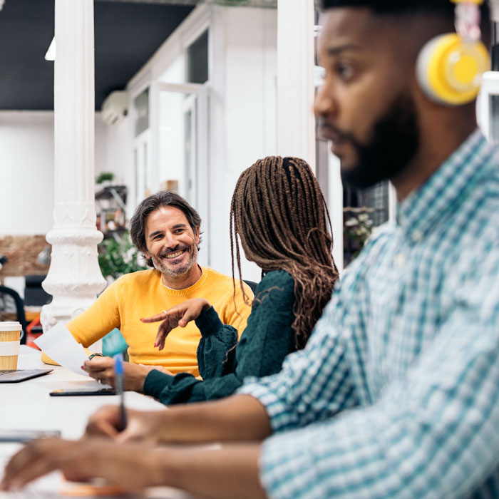Multicultural coworkers in an office