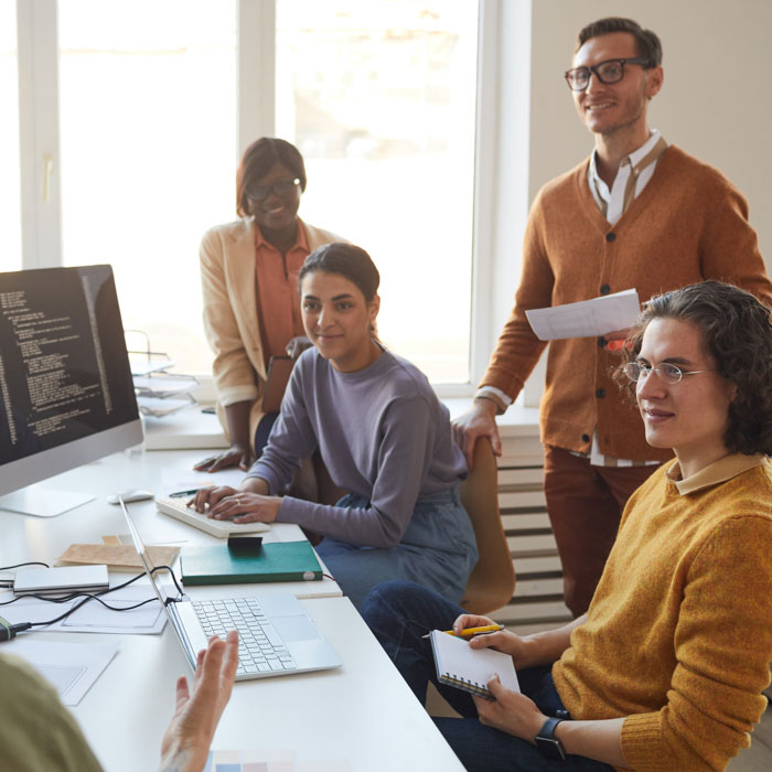 A team meeting in an office