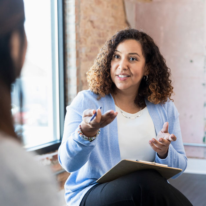 Two women having a meeting