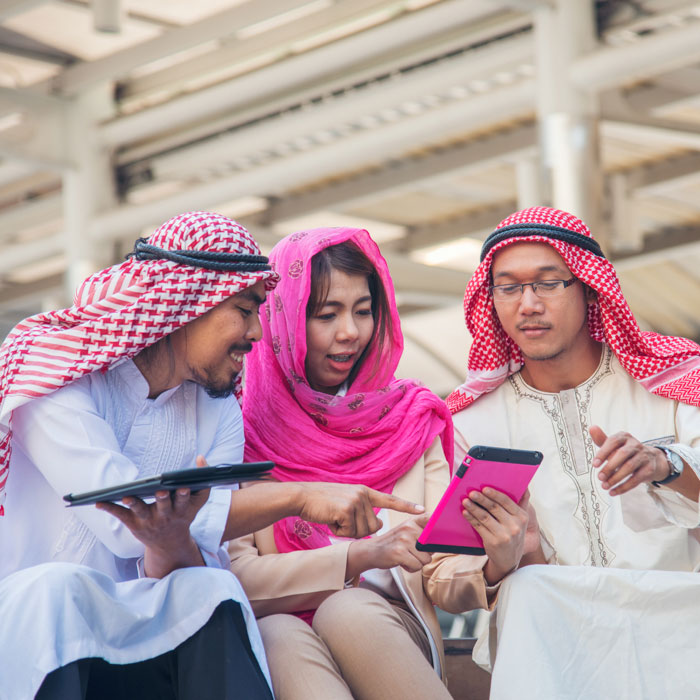 Young adults meeting outside