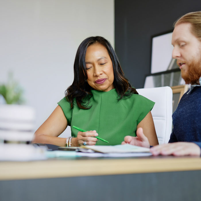 Two people meeting