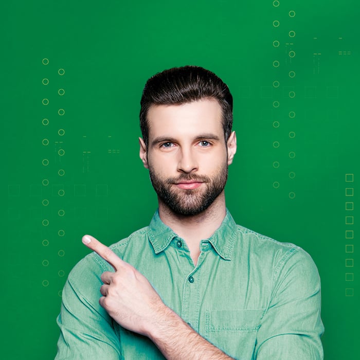 A man pointing