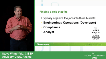 Steve Winterfeld, Advisory CISO at Akamai, shared valuable steps to building your cybersecurity career roadmap in a presentation at the ISC2 Security Congress Career Center, produced by ClearedJobs.Net. 