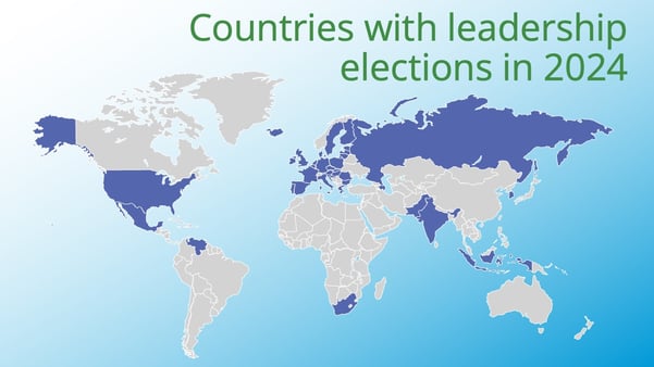 World Map Showing Major Elections in 2024