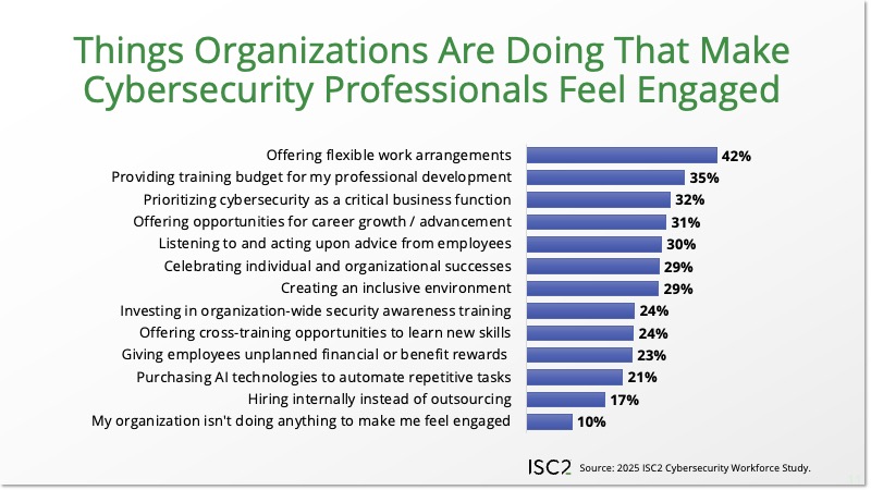 Things Organizations Are Doing That Make Cybersecurity Professionals Feel Engaged