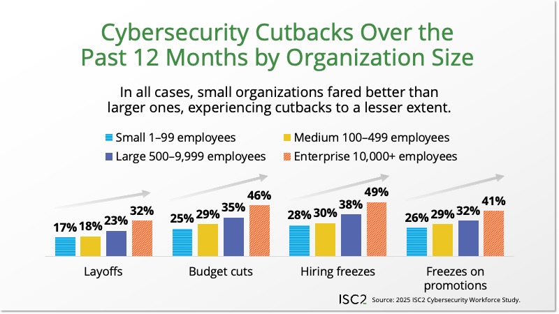 Cybersecurity Cutbacks Over the Past 12 Months by Organization Size