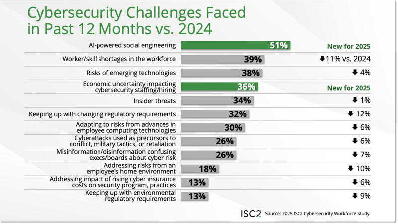 Cybersecurity Challenges Faced in Past 12 Months vs 2024