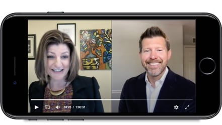 Clar Rosso and Casey Marks in the Inside ISC2 webinar, as shown on a mobile device