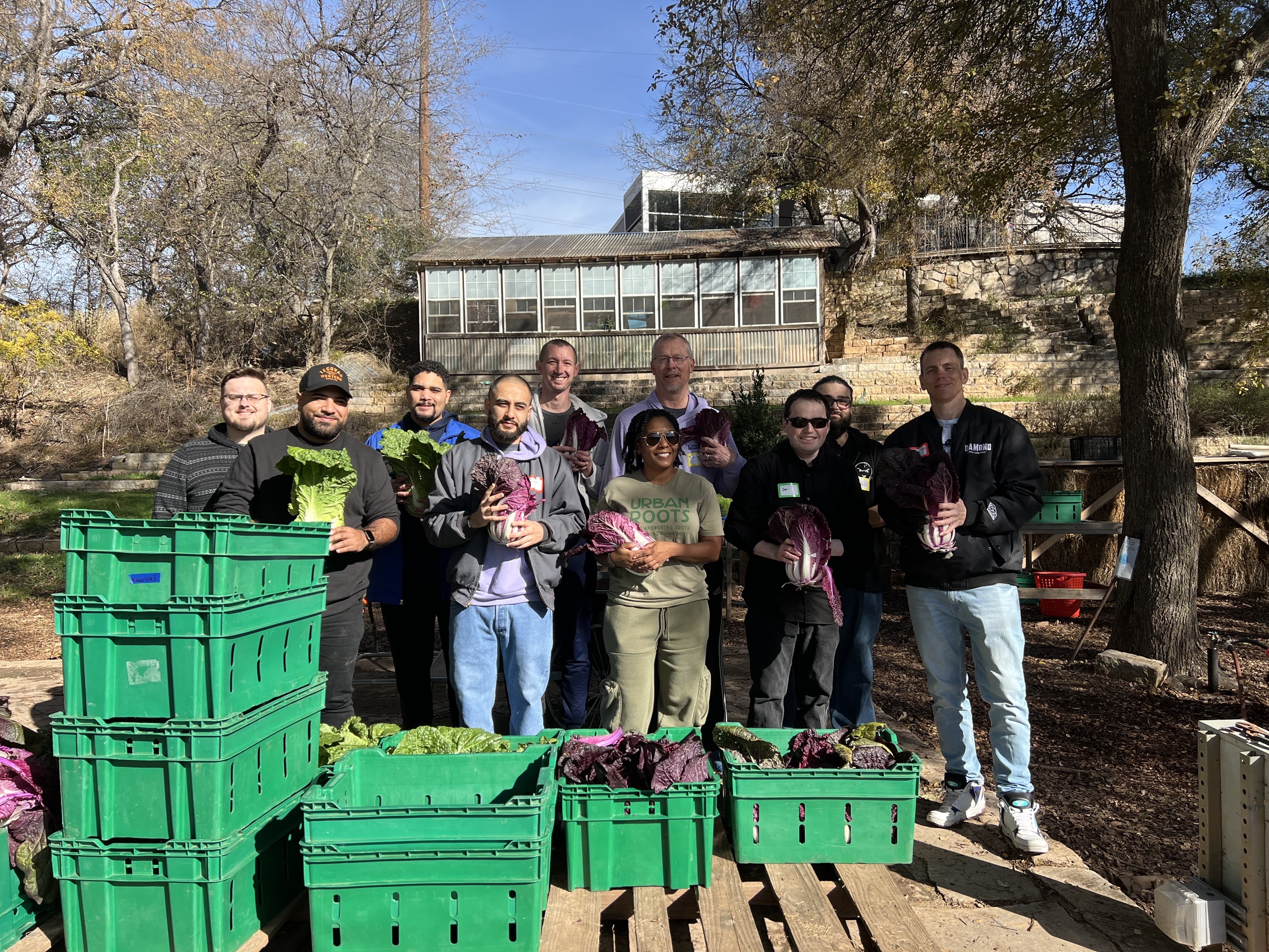 The Interwell Health IT team volunteered together at a community farm during a team offsite in Austin