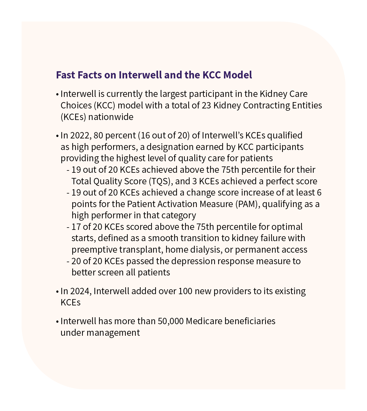 Facts on Interwell and KCC model