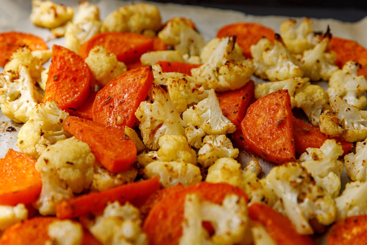 Fried vegetables - cauliflower and batat - sweet potato