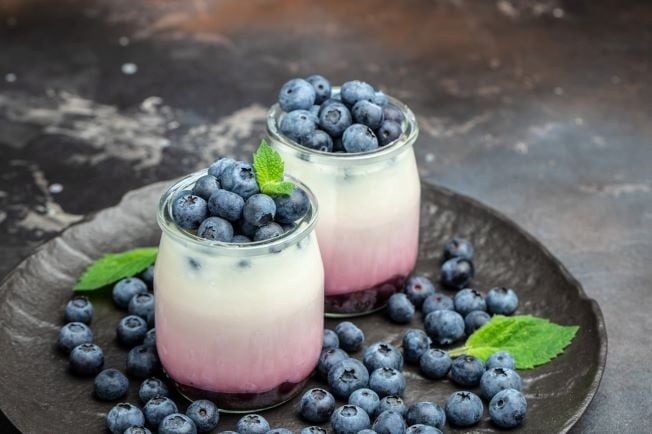 Blueberries with plain yogurt