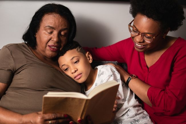 Family reading together