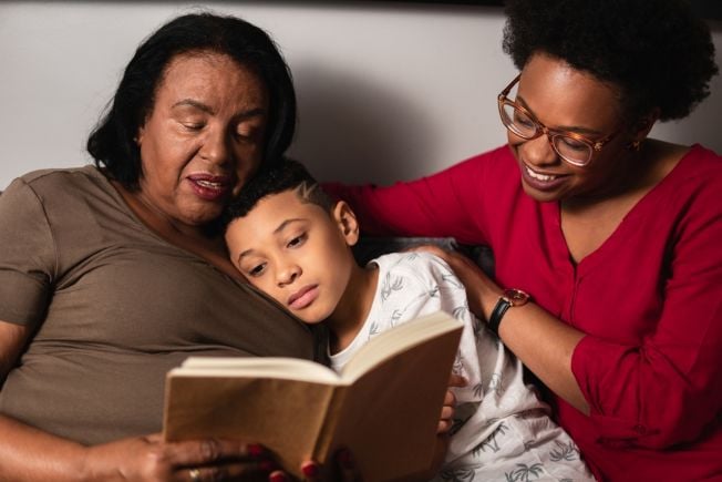 Family reading together