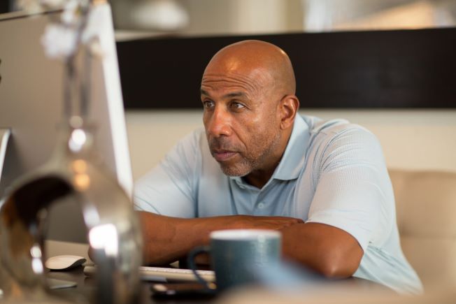 Man doing online research