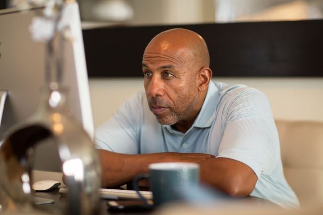 Man doing online research