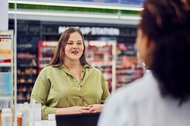 Woman at pharmacy