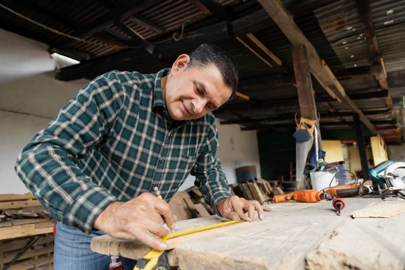 Man working in his carpentry shop