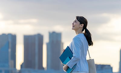 Woman holding documents