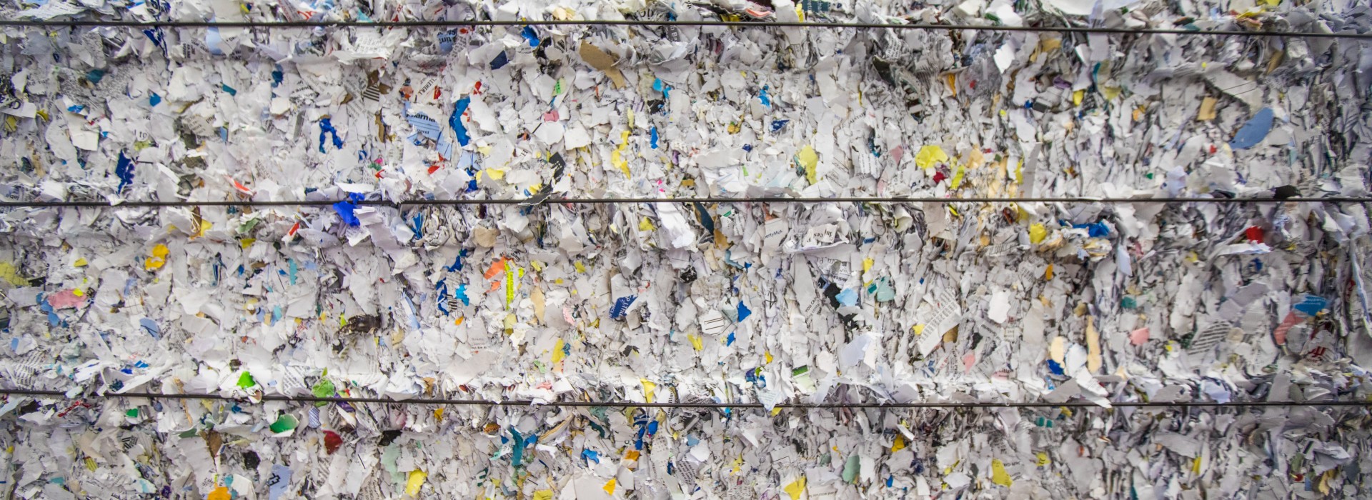 Shredded paper in a block