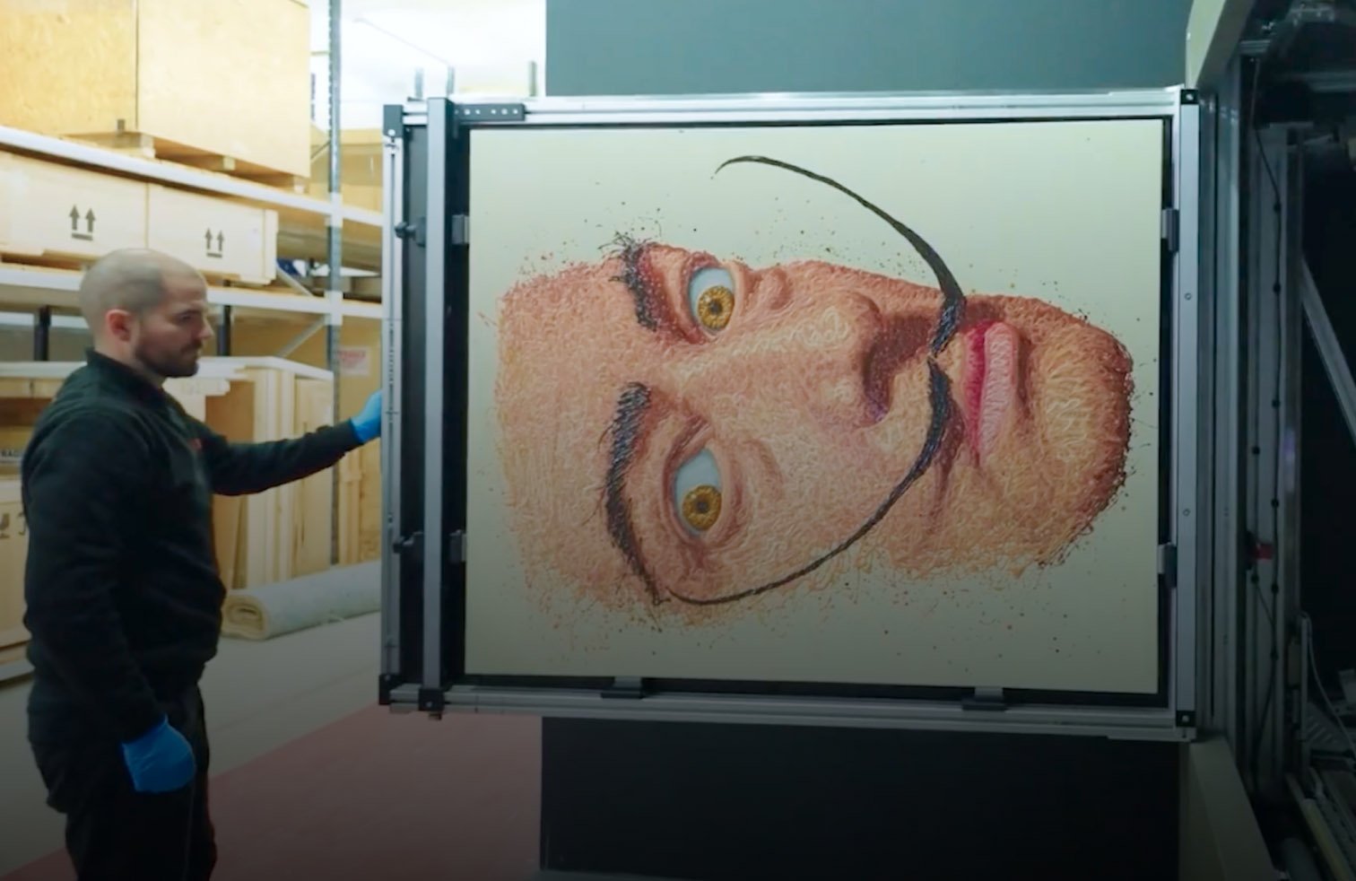 Painting inserted in digital scanner