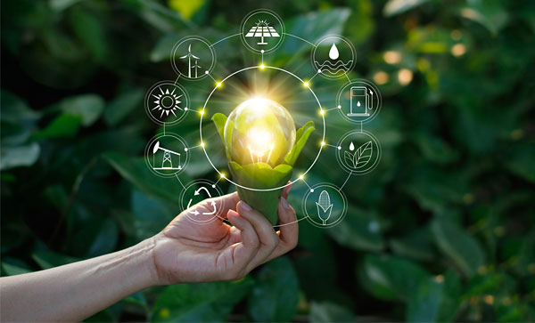 Iron Mountain Commits to the RE100 and Science-Based Targets- A hand holding a bulb