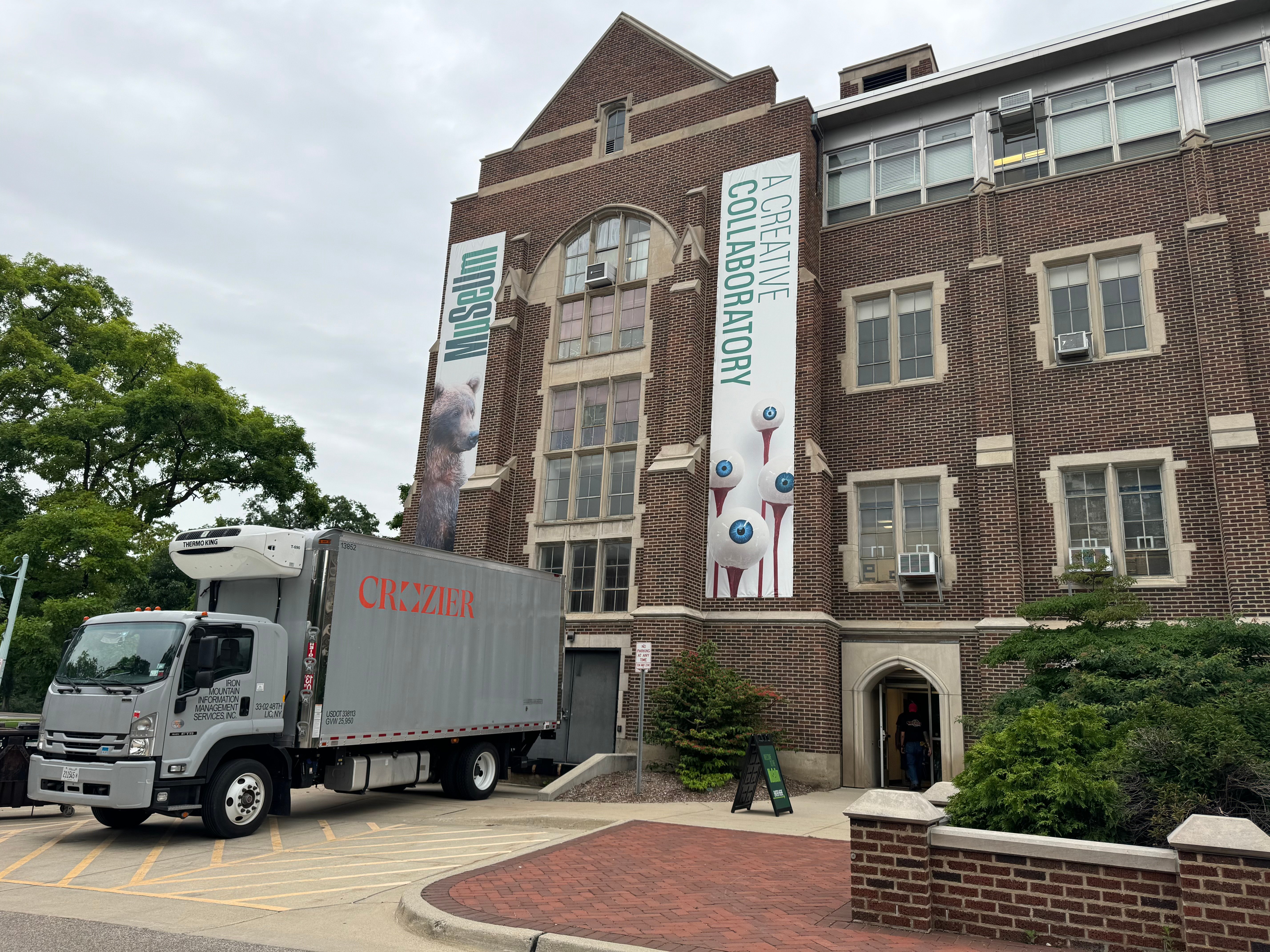 Crozier truck in front Michigan State University Museum